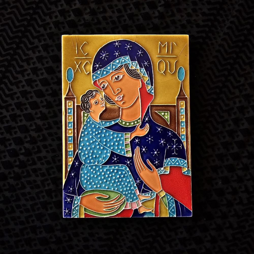Creazoni Luciano Byzantine Madonna and Child Ceramic Tile